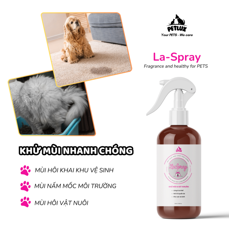 Xịt khử mùi, khử khuẩn Laspray - Khử sạch mùi hôi khai, làm sạch khu vệ sinh, ổ nằm, đồ chơi thú cưng, giúp thú cưng đi vệ sinh đúng chỗ - Hình ảnh 8
