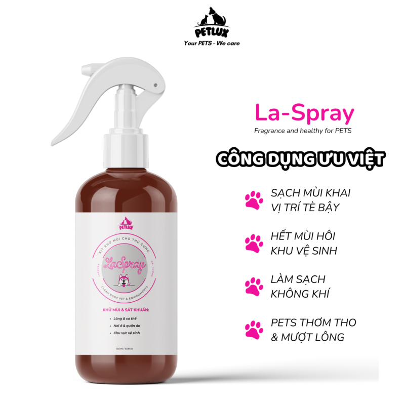 Xịt khử mùi, khử khuẩn Laspray - Khử sạch mùi hôi khai, làm sạch khu vệ sinh, ổ nằm, đồ chơi thú cưng, giúp thú cưng đi vệ sinh đúng chỗ - Hình ảnh 5